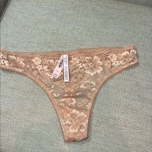 New Victoria's Secret Lace Panty - Body by Victoria thong - Nude Large L